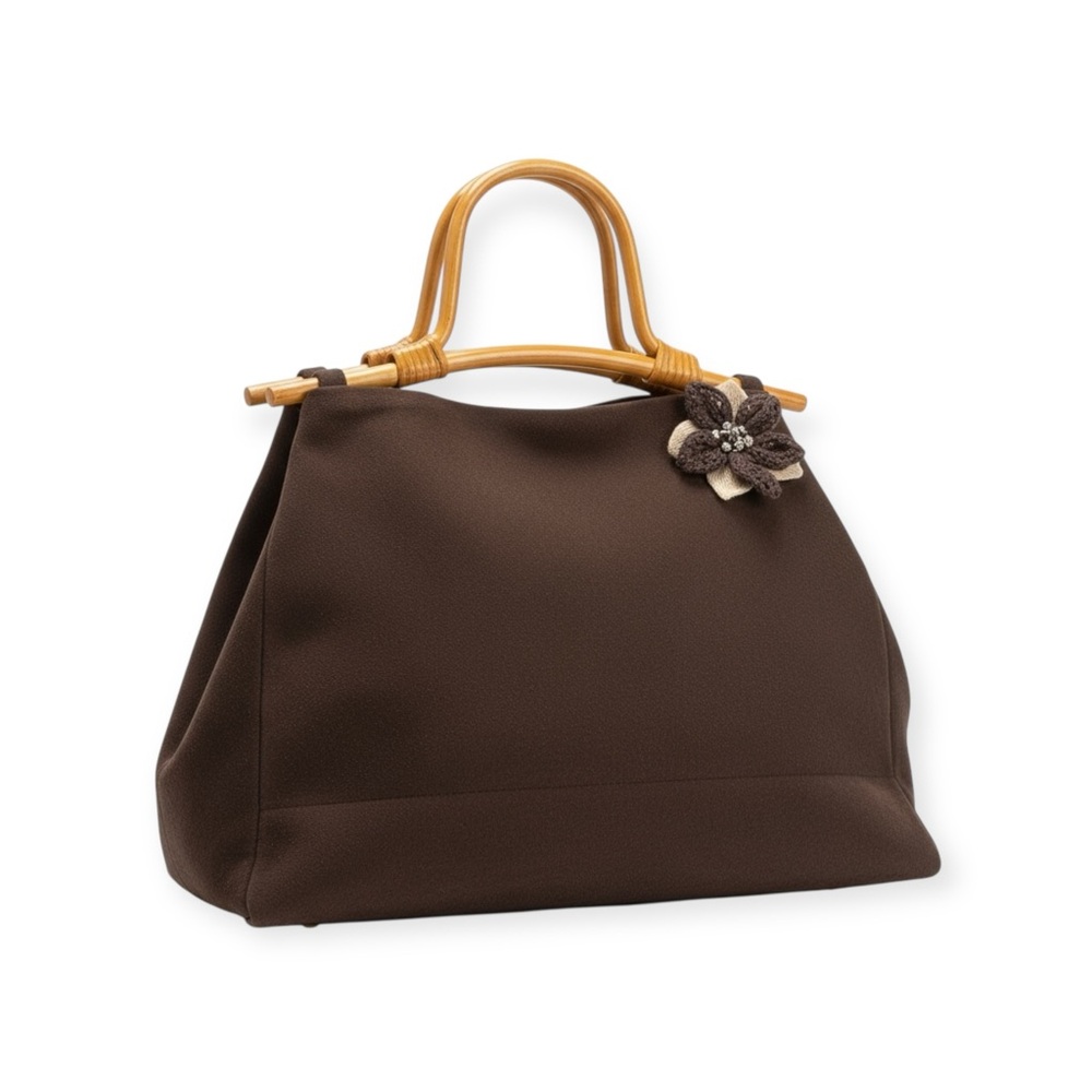 90’s: Julie Brown ꕥ Bamboo Boho Top Handle Satchel Bag ꕥ Chocolate Micro Suede ꕥ - Picture 2 of 16